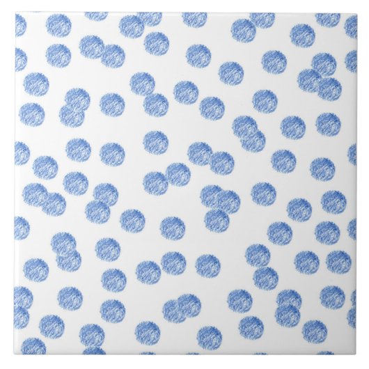 Blue Polka Dots Große Keramik Fliese (Vorderseite)