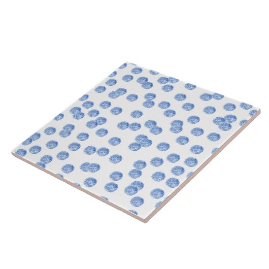 Blue Polka Dots Große Keramik Fliese (Seite)