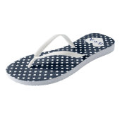 Blue Polka Dots Heart Monogram Honeymoon Badesandalen (Schrägansicht)