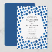 Blue Polka dots Hochzeitseinladung. Marine laden Einladung (Vorne/Hinten)