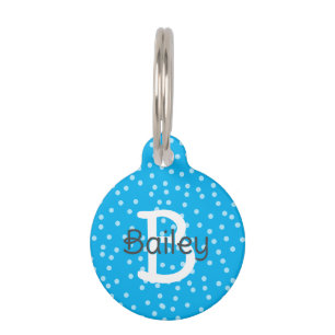 Blue Polka Dots Monogramm Name Anschrift Pet ID Ta Haustiermarke