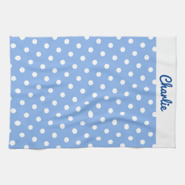 Blue Polka Dots Muster Stilvoll Personalisiert Geschirrtuch