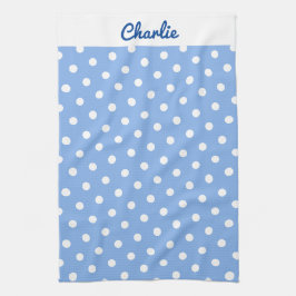 Blue Polka Dots Muster Stilvoll Personalisiert Geschirrtuch