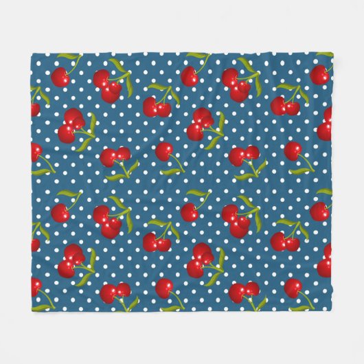 Blue Polka Dots Pattern Dot Muster Illustrator Po Fleecedecke (Vorderseite (Horizontal))
