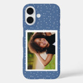 Blue Polka Dots Personalisiertes Foto Case-Mate iPhone Hülle (Rückseite)
