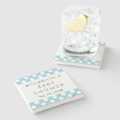 Blue Polka Dots, Polka Dot Pattern, Babydusche Steinuntersetzer (Seitenansicht)