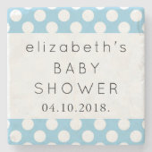 Blue Polka Dots, Polka Dot Pattern, Babydusche Steinuntersetzer (Vorderseite)