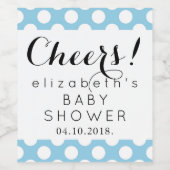 Blue Polka Dots, Polka Dot Pattern, Babydusche Weinetikett (Einzelnes Label)