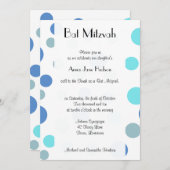Blue Polka Dots, Polka Dot Pattern, Bat Mitzvah Einladung (Vorne/Hinten)