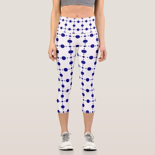 Blue Polka Dots, Polka Dot Pattern, Dots Capri Leggings (Vorderseite)