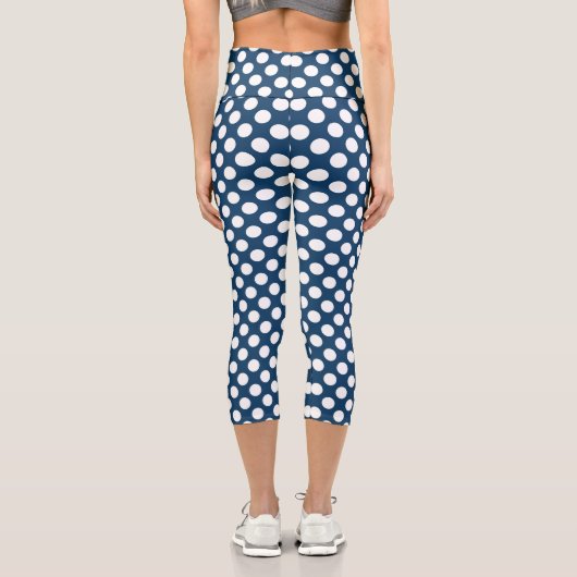 Blue Polka Dots, Polka Dot Pattern, Dots Capri Leggings (Rückseite)