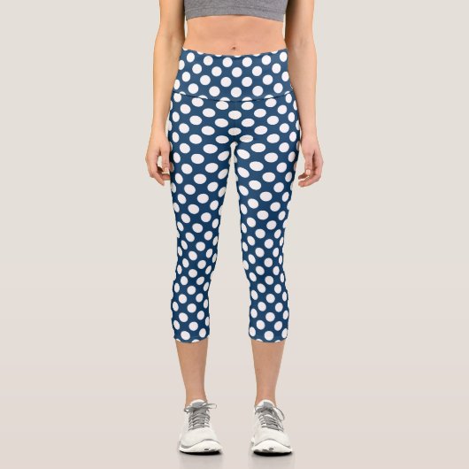 Blue Polka Dots, Polka Dot Pattern, Dots Capri Leggings (Vorderseite)
