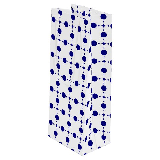 Blue Polka Dots, Polka Dot Pattern, Dots Geschenktüte Für Weinflaschen (Rückseite Schrägansicht)