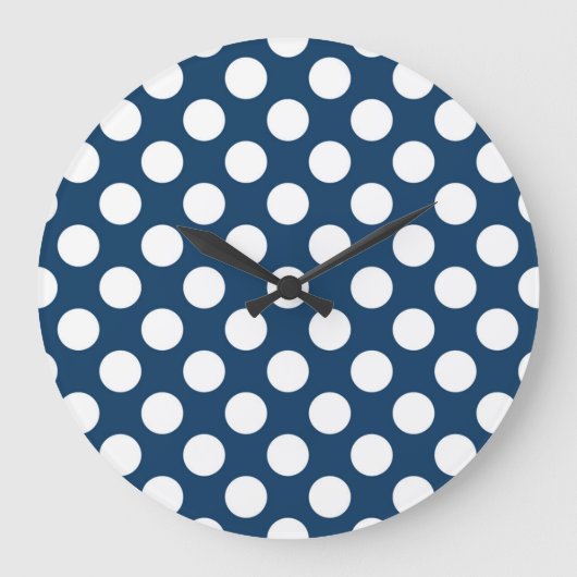 Blue Polka Dots, Polka Dot Pattern, Dots Große Wanduhr (Vorderseite)