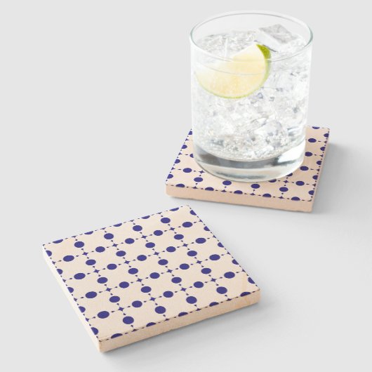 Blue Polka Dots, Polka Dot Pattern, Dots Steinuntersetzer (Seitenansicht)