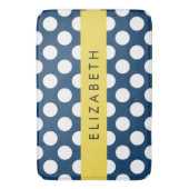 Blue Polka Dots, Polka Dot Pattern, Ihr Name Badematte (Vorderseite Vertikal)
