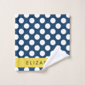 Blue Polka Dots, Polka Dot Pattern, Ihr Name Badhandtuch Set (Waschlappen)