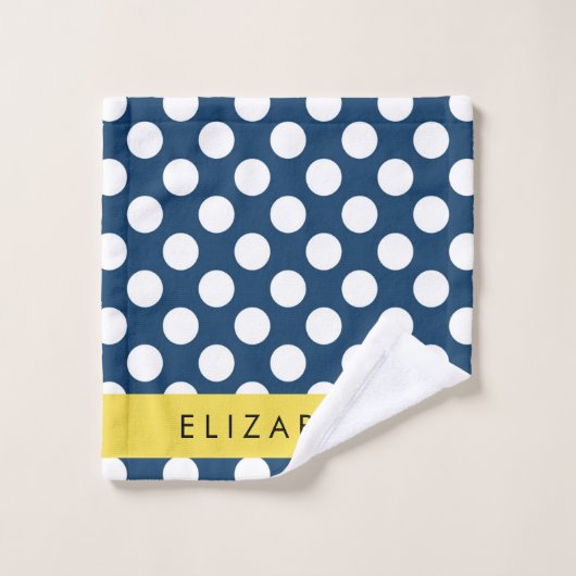 Blue Polka Dots, Polka Dot Pattern, Ihr Name Badhandtuch Set (Waschlappen)