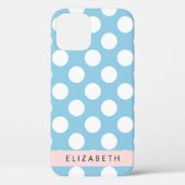 Blue Polka Dots, Polka Dot Pattern, Ihr Name Case-Mate iPhone Hülle (Rückseite)