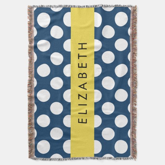 Blue Polka Dots, Polka Dot Pattern, Ihr Name Decke (Vorderseite Vertikal)