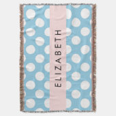 Blue Polka Dots, Polka Dot Pattern, Ihr Name Decke (Vorderseite Vertikal)