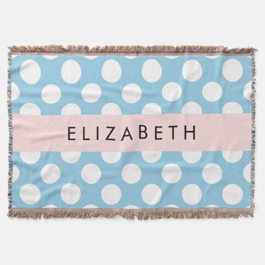 Blue Polka Dots, Polka Dot Pattern, Ihr Name Decke (Vorderseite)