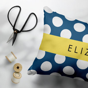 Blue Polka Dots, Polka Dot Pattern, Ihr Name Dekokissen