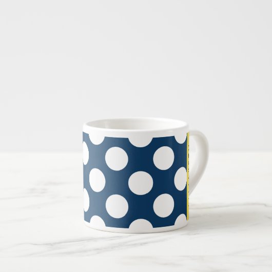 Blue Polka Dots, Polka Dot Pattern, Ihr Name Espressotasse (Vorderseite Rechts)
