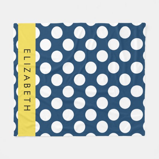 Blue Polka Dots, Polka Dot Pattern, Ihr Name Fleecedecke (Vorderseite (Horizontal))