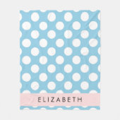 Blue Polka Dots, Polka Dot Pattern, Ihr Name Fleecedecke (Vorderseite)