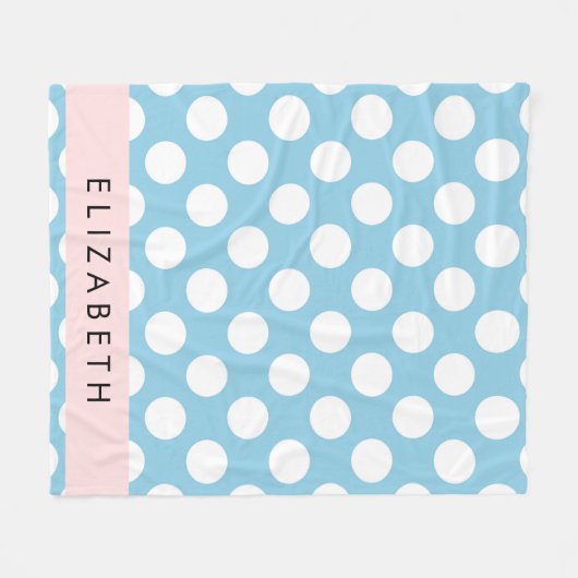 Blue Polka Dots, Polka Dot Pattern, Ihr Name Fleecedecke (Vorderseite (Horizontal))