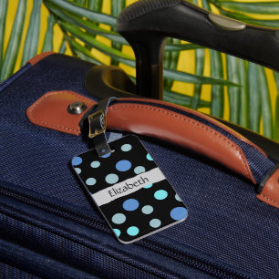 Blue Polka Dots, Polka Dot Pattern, Ihr Name Gepäckanhänger