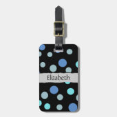 Blue Polka Dots, Polka Dot Pattern, Ihr Name Gepäckanhänger (Vorderseite vertikal)