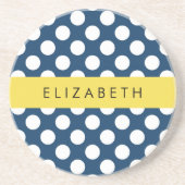Blue Polka Dots, Polka Dot Pattern, Ihr Name Getränkeuntersetzer (Vorne)