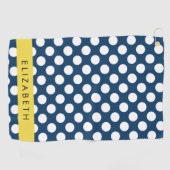 Blue Polka Dots, Polka Dot Pattern, Ihr Name Golfhandtuch (Horizontal)