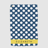 Blue Polka Dots, Polka Dot Pattern, Ihr Name Golfhandtuch (Vorderseite)