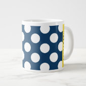 Blue Polka Dots, Polka Dot Pattern, Ihr Name Jumbo-Tasse (Vorderseite Rechts)