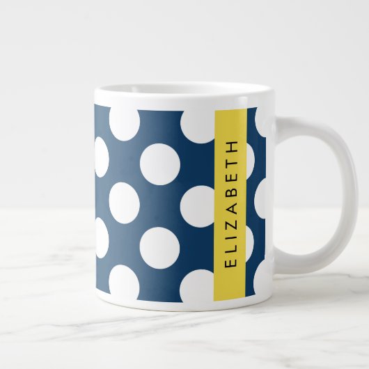 Blue Polka Dots, Polka Dot Pattern, Ihr Name Jumbo-Tasse (Rechts)