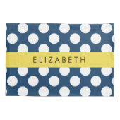 Blue Polka Dots, Polka Dot Pattern, Ihr Name Kissenbezug (Rückseite)