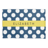 Blue Polka Dots, Polka Dot Pattern, Ihr Name Kissenbezug (Vorderseite)