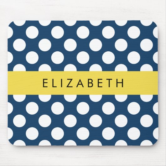 Blue Polka Dots, Polka Dot Pattern, Ihr Name Mousepad (Vorne)