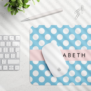 Blue Polka Dots, Polka Dot Pattern, Ihr Name Mousepad