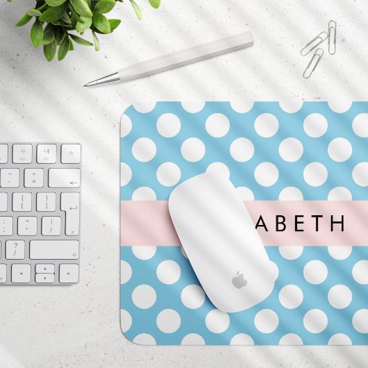 Blue Polka Dots, Polka Dot Pattern, Ihr Name Mousepad
