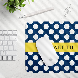 Blue Polka Dots, Polka Dot Pattern, Ihr Name Mousepad
