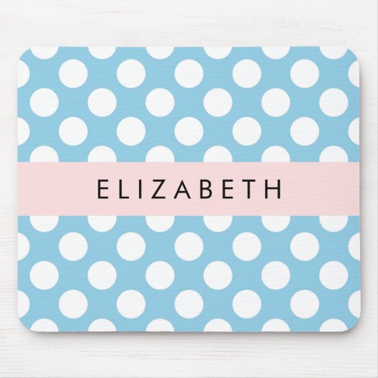 Blue Polka Dots, Polka Dot Pattern, Ihr Name Mousepad (Vorne)