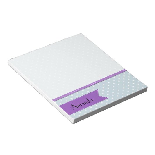 Blue Polka Dots, Polka Dot Pattern, Ihr Name Notizblock (angewinkelt)