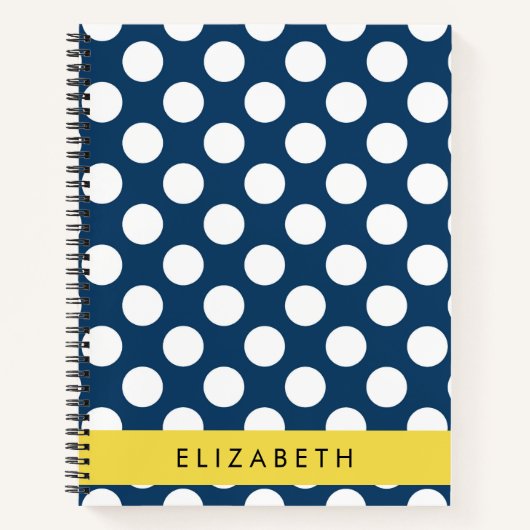 Blue Polka Dots, Polka Dot Pattern, Ihr Name Notizblock (Vorderseite)