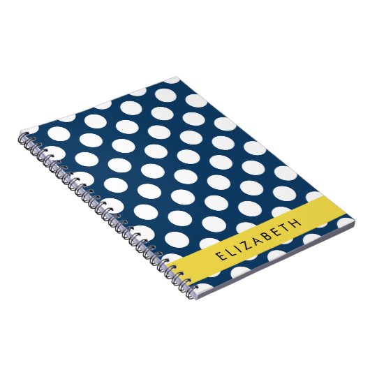Blue Polka Dots, Polka Dot Pattern, Ihr Name Notizblock (Rechte Seite)