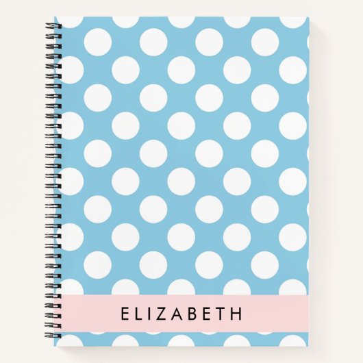 Blue Polka Dots, Polka Dot Pattern, Ihr Name Notizblock (Vorderseite)