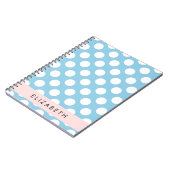 Blue Polka Dots, Polka Dot Pattern, Ihr Name Notizblock (Linke Seite)